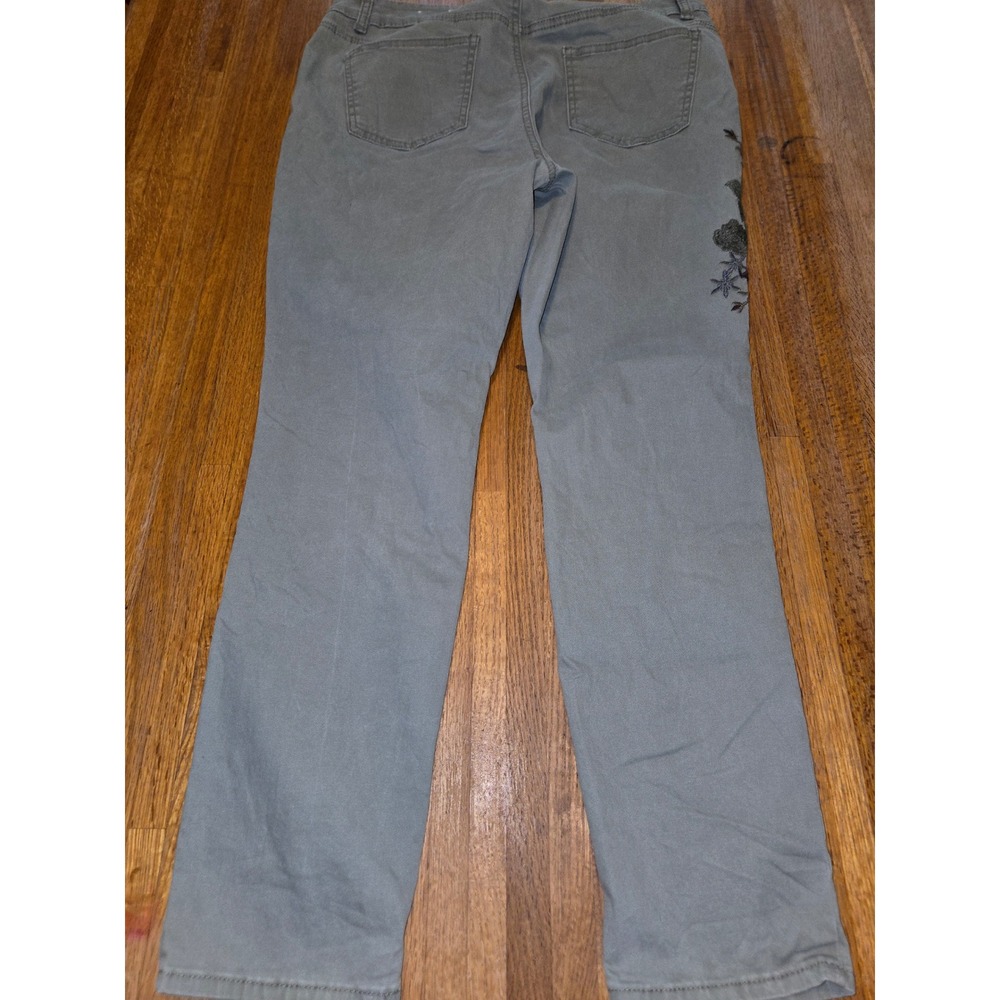 Westport Women 12 Olive Green Signature Fit Skinny Floral‎ Embroidered Pants - Picture 9 of 10